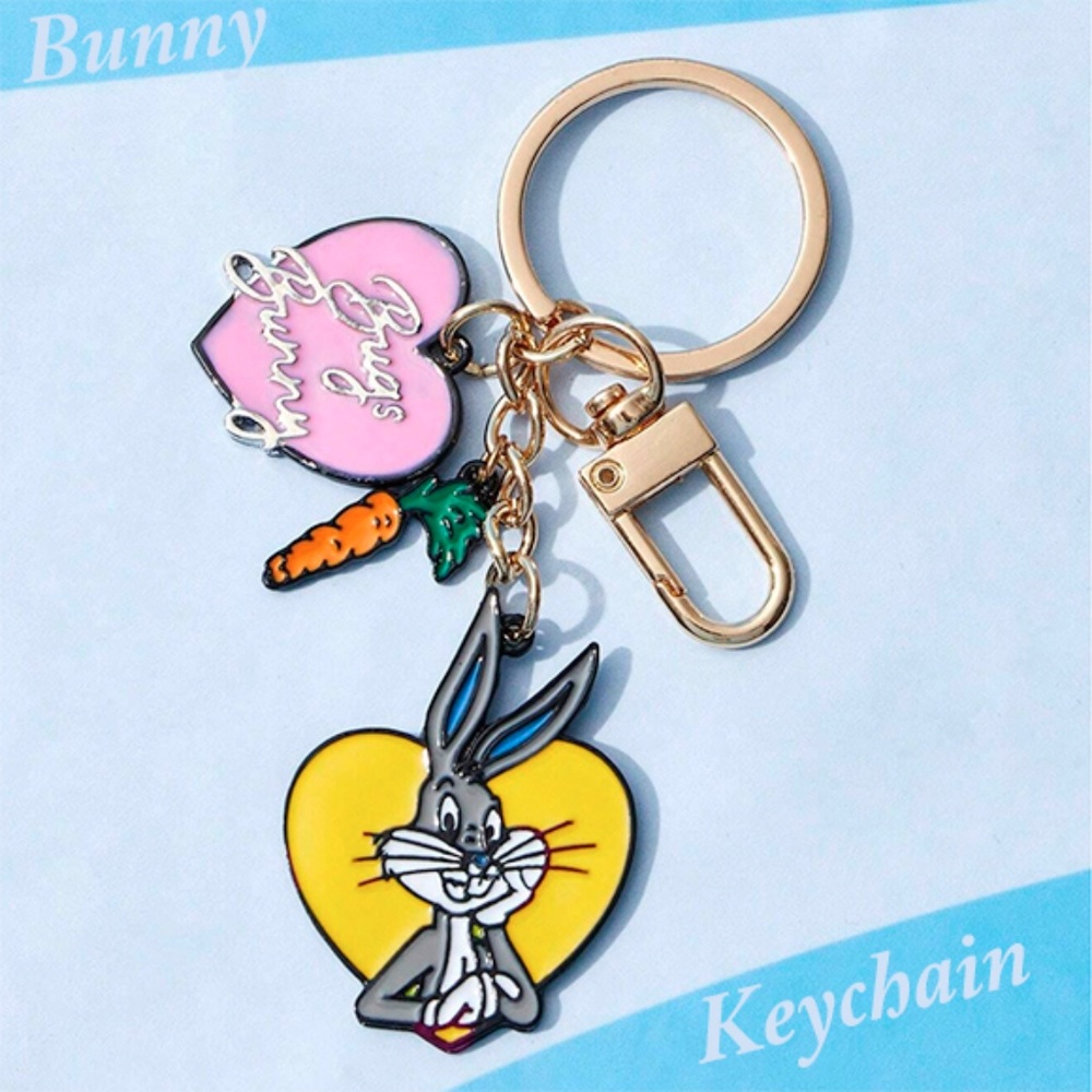 Bunny Keychain with Pink and Yellow Charms